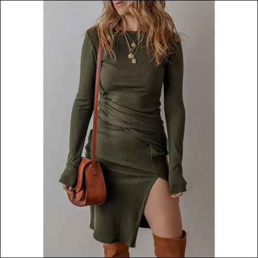 Jungle Green Ribbed Mini Dress: Tarzan 👗 Wants - s - Short Dresses on Sale Worldwide Shipping