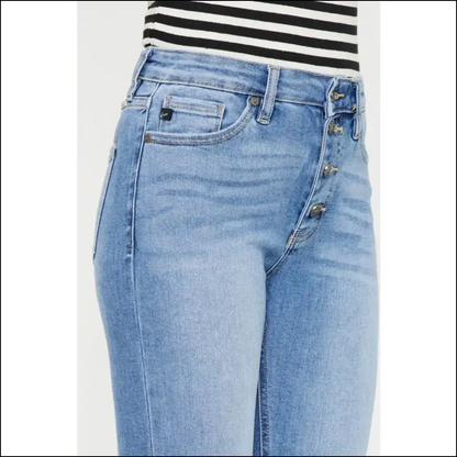 Kancan Distressed Cat’s Whiskers: your New Best Friend with Buttons! 🐾👖 - Jeans on Sale Worldwide Shipping