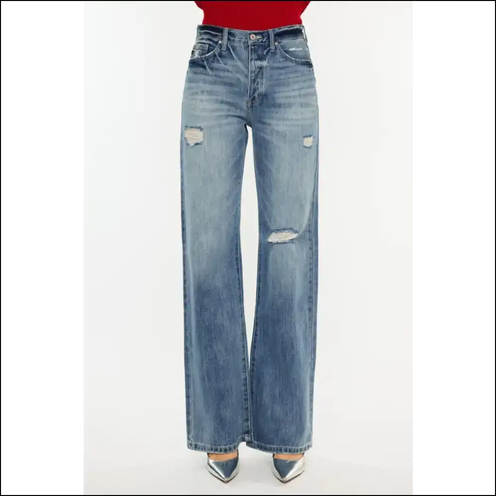 Kancan Distressed High Waist Bootcut Jeans: Feel Fabulous & Slightly Dangerous 😏👖✨ - Jeans on Sale Worldwide Shipping