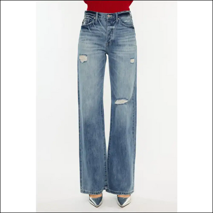 Kancan Distressed High Waist Bootcut Jeans: Feel Fabulous & Slightly Dangerous 😏👖✨ - Jeans on Sale Worldwide Shipping