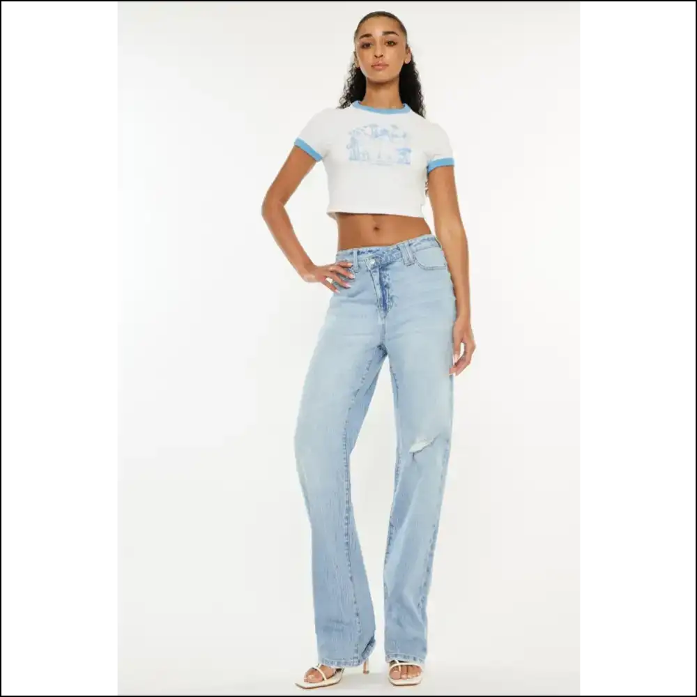 Kancan Distressed High Waist Straight Jeans: your New Bff for Strutting! - Jeans on Sale Worldwide Shipping