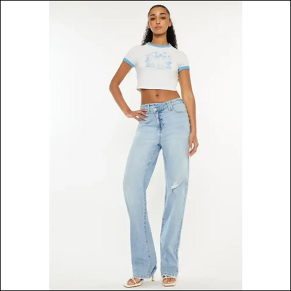 Kancan Distressed High Waist Straight Jeans: your New Bff for Strutting! - Jeans on Sale Worldwide Shipping