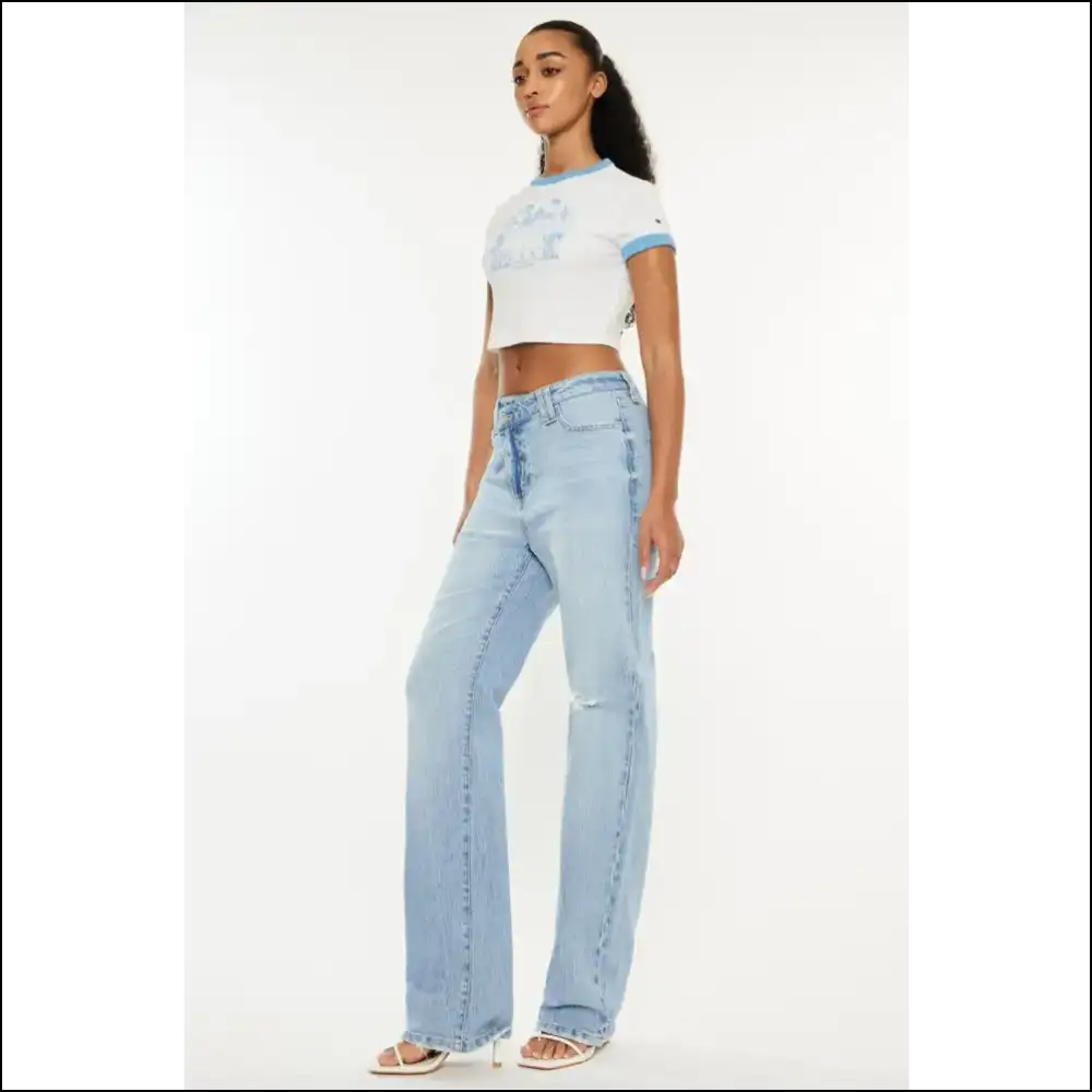 Kancan Distressed High Waist Straight Jeans: your New Bff for Strutting! - Jeans on Sale Worldwide Shipping