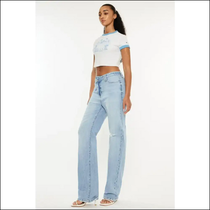 Kancan Distressed High Waist Straight Jeans: your New Bff for Strutting! - Jeans on Sale Worldwide Shipping