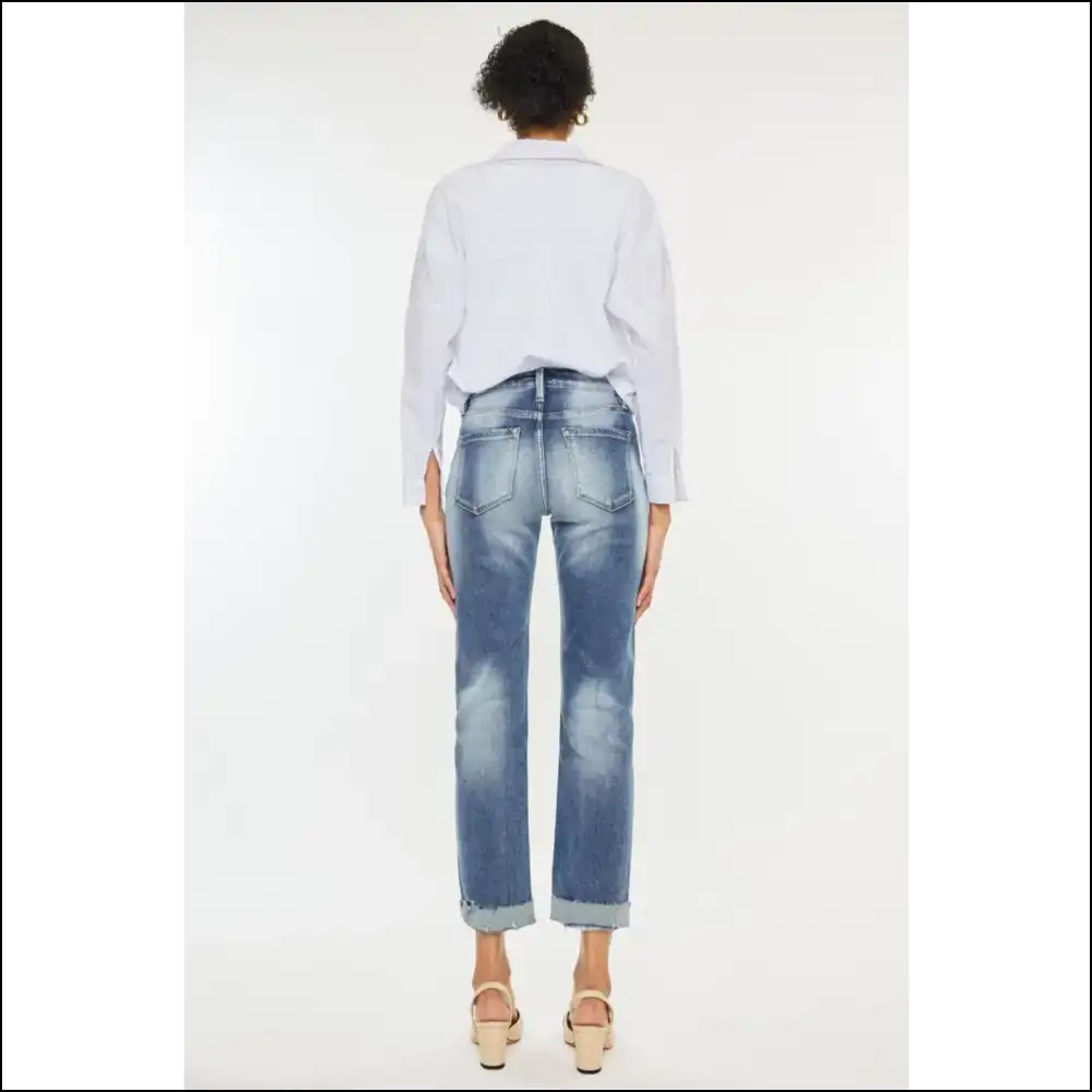 Kancan High Rise Cuffed Straight Jeans: for when your Diva Needs a Lift! 🎉💁‍♀️ - Jeans on Sale Worldwide Shipping
