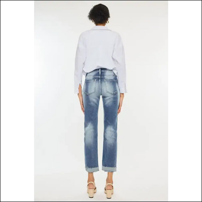 Kancan High Rise Cuffed Straight Jeans: for when your Diva Needs a Lift! 🎉💁‍♀️ - Jeans on Sale Worldwide Shipping
