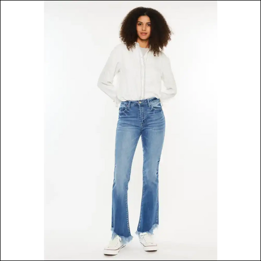 Kancan High Rise Frayed Hem Jeans: Unleash your Inner Fashion Disaster! 😂👖 - Medium / 11 - Jeans on Sale Worldwide Shipping