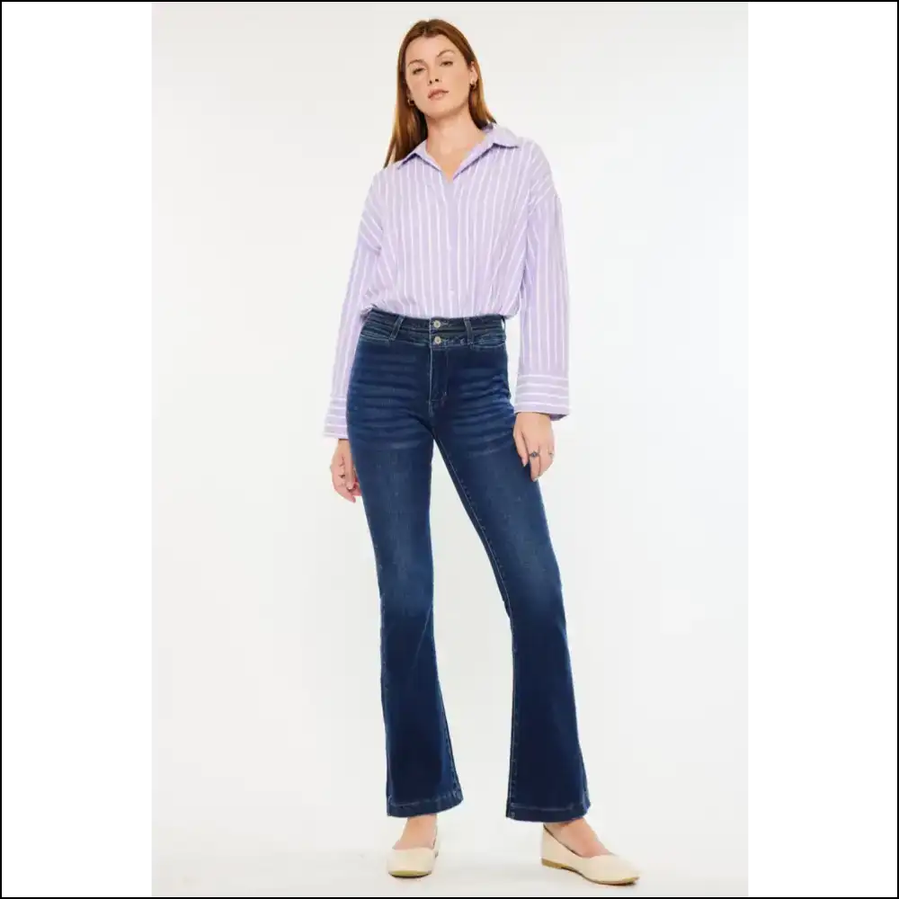 Kancan High Rise Jeans: Flare Up your Style and Confidence! 😜✨ - Dark / 7 - Jeans on Sale Worldwide Shipping