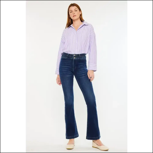 Kancan High Rise Jeans: Flare Up your Style and Confidence! 😜✨ - Dark / 7 - Jeans on Sale Worldwide Shipping