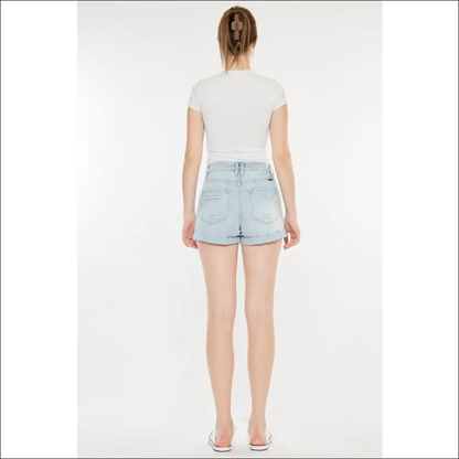 Kancan High Rise Repaired Mom Denim Shorts - on Sale Worldwide Shipping