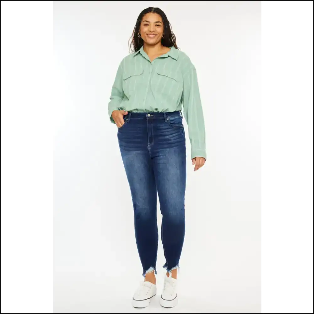 Kancan High Rise: where Every Step is a Fray-tastic Adventure! 😂👖✨ - Dark / 22w - Jeans on Sale Worldwide Shipping