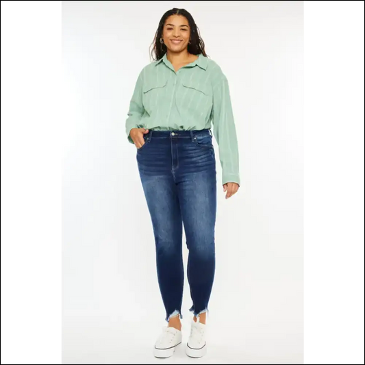 Kancan High Rise: where Every Step is a Fray-tastic Adventure! 😂👖✨ - Dark / 22w - Jeans on Sale Worldwide Shipping