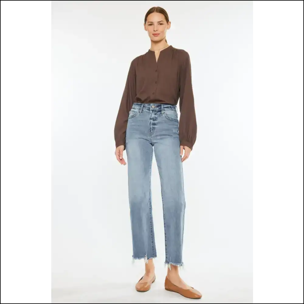 Kancan High Rise Wide Leg Jeans: Elevate your Style not Expectations 😂👖 - Light Blue / Jeans on Sale Worldwide Shipping