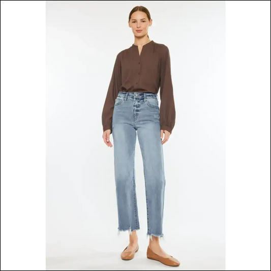 Kancan High Rise Wide Leg Jeans: Elevate your Style not Expectations 😂👖 - Light Blue / Jeans on Sale Worldwide Shipping