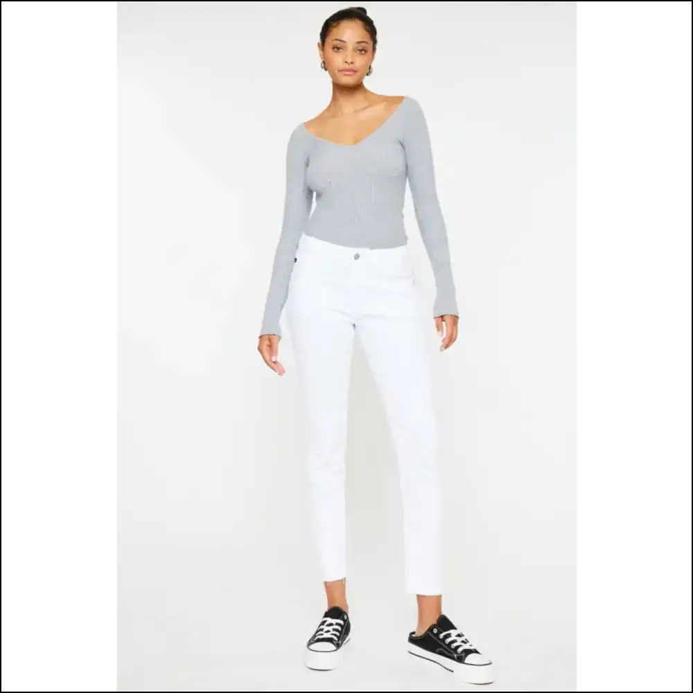 Kancan Mid Rise Ankle Skinny Jeans: Strut your Stuff & Break Hearts! 💔 - White / 1 - Jeans on Sale Worldwide Shipping