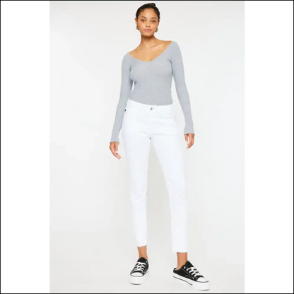 Kancan Mid Rise Ankle Skinny Jeans: Strut your Stuff & Break Hearts! 💔 - White / 1 - Jeans on Sale Worldwide Shipping