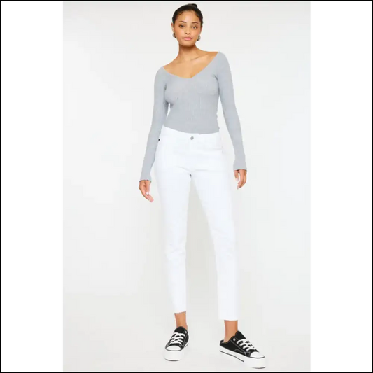 Kancan Mid Rise Ankle Skinny Jeans: Strut your Stuff & Break Hearts! 💔 - White / 1 - Jeans on Sale Worldwide Shipping