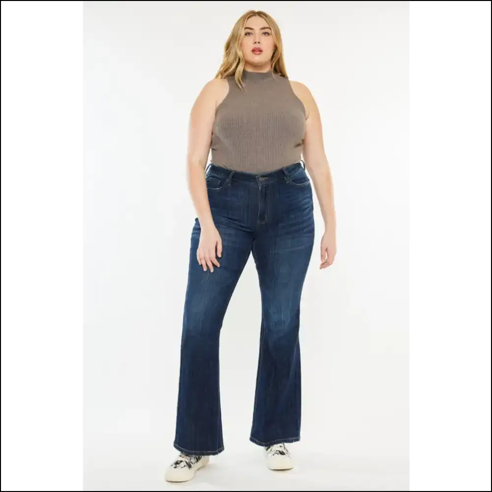 Kancan Mid Rise Flare Jeans: for when you Want to Up your Life! 😄✨ - Dark / 1(24) - Jeans on Sale Worldwide Shipping