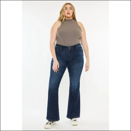 Kancan Mid Rise Flare Jeans: for when you Want to Up your Life! 😄✨ - Dark / 1(24) - Jeans on Sale Worldwide Shipping
