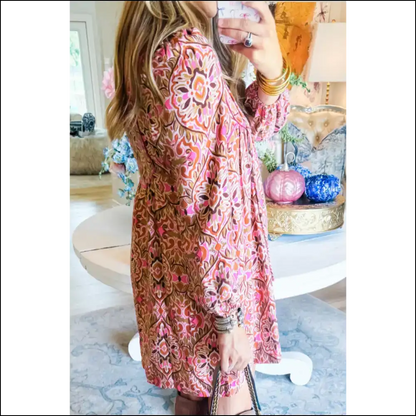 Khaki Abstract Print Dress: Chic Still Single 🤪 Needful Things - Short Dresses on Sale Worldwide Shipping