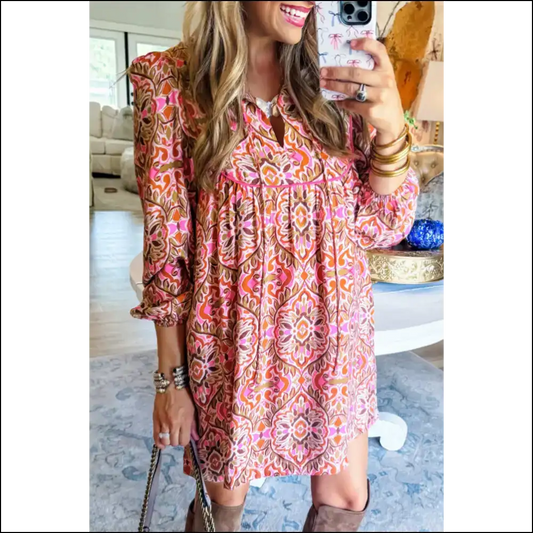 Khaki Abstract Print Dress: Chic Still Single 🤪 Needful Things - s - Short Dresses on Sale Worldwide Shipping