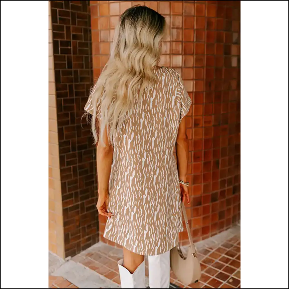 Khaki Abstract Print Dress: Gone Wild at Needful Things 😜 - Short Dresses on Sale Worldwide Shipping