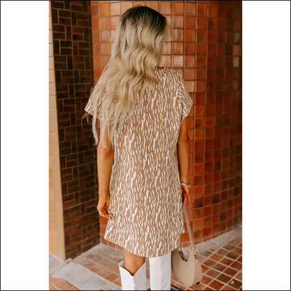 Khaki Abstract Print Dress: Gone Wild at Needful Things 😜 - Short Dresses on Sale Worldwide Shipping