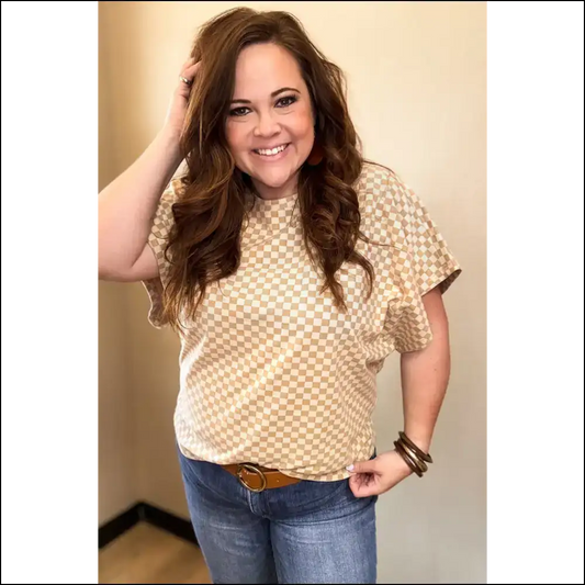 Khaki Checkered Batwing: Finally a Shirt that Gets my Hump 😜 - Plus Size Tops on Sale Worldwide Shipping