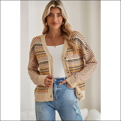Khaki Geometric Cardigan: so Chic it Hurts (but Looks Good) 😉 Needful Things - s - Cardigans on Sale Worldwide Shipping