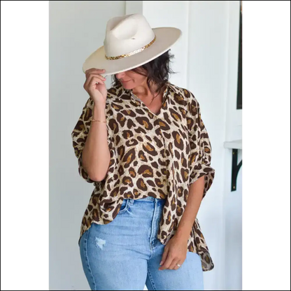 Khaki Leopard Print: Roar Queen! 👑 Needful Things - Plus Size Tops on Sale Worldwide Shipping
