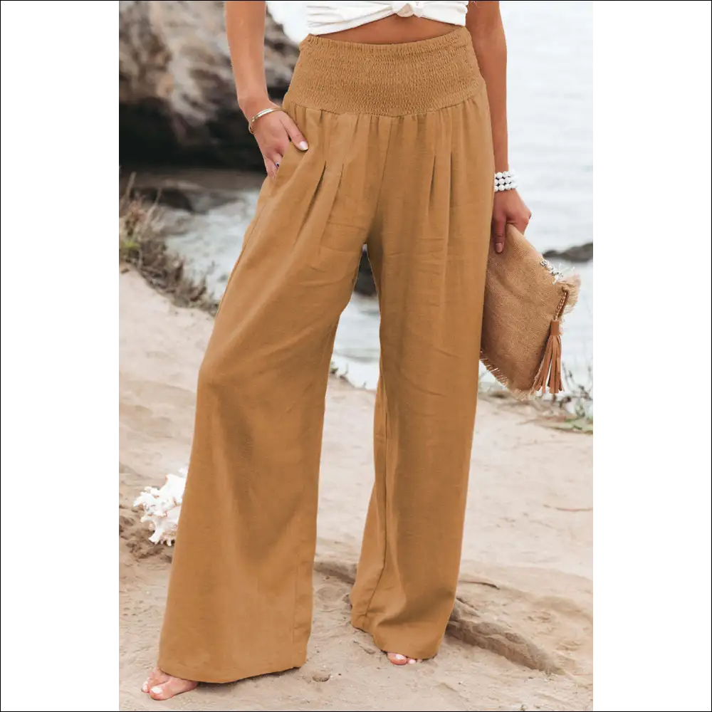Khaki Pants: Wide Leg High Waist Zero Regrets! Needful Things 🍑 - Brown / s - Pants on Sale Worldwide Shipping
