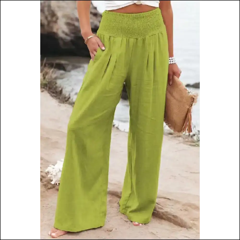 Khaki Pants: Wide Leg High Waist Zero Regrets! Needful Things 🍑 - Bright Green / s - Pants on Sale Worldwide Shipping