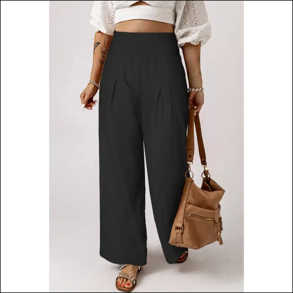 Khaki Pants: Wide Leg High Waist Zero Regrets! Needful Things 🍑 - Black / s - Pants on Sale Worldwide Shipping
