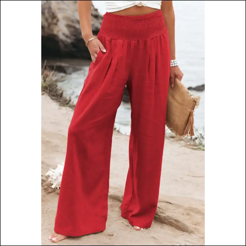 Khaki Pants: Wide Leg High Waist Zero Regrets! Needful Things 🍑 - Red / s - Pants on Sale Worldwide Shipping