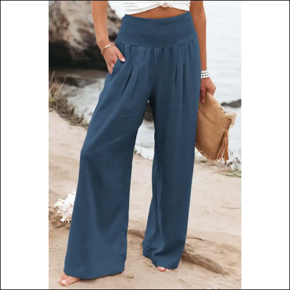 Khaki Pants: Wide Leg High Waist Zero Regrets! Needful Things 🍑 - Sky Blue / s - Pants on Sale Worldwide Shipping