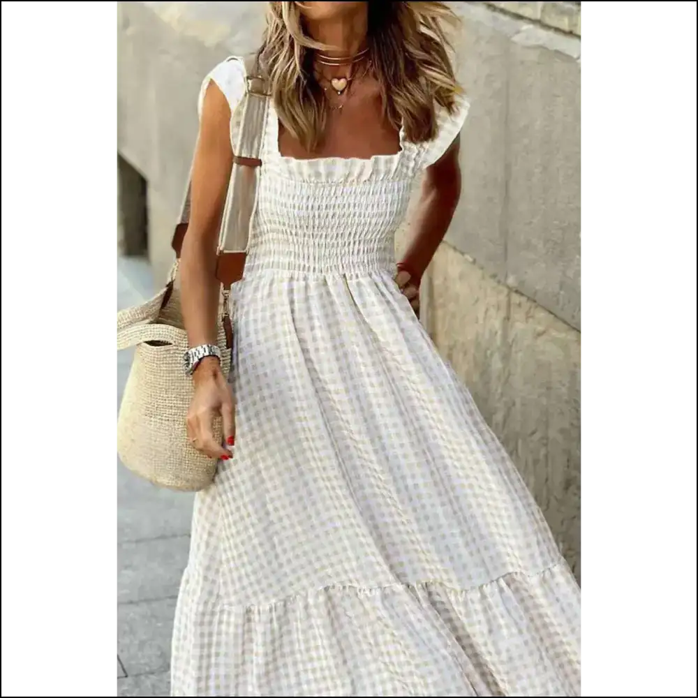 Khaki Plaid Maxi Dress: from Drab to Fab 👗 Needful Things - Dresses on Sale Worldwide Shipping