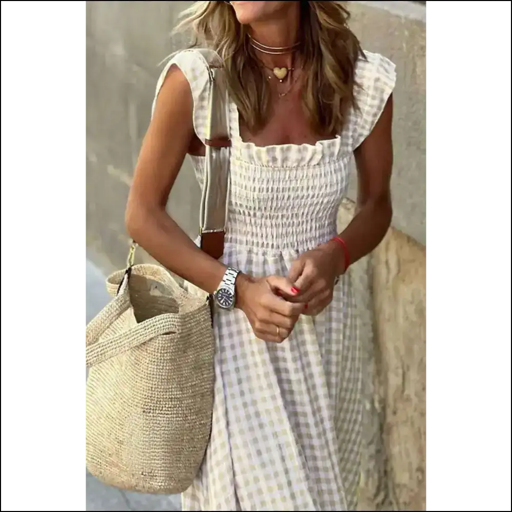 Khaki Plaid Maxi Dress: from Drab to Fab 👗 Needful Things - Dresses on Sale Worldwide Shipping