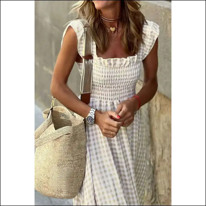 Khaki Plaid Maxi Dress: from Drab to Fab 👗 Needful Things - Dresses on Sale Worldwide Shipping