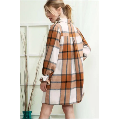 Khaki Plaid Shirt Dress: Because Pants are Overrated 🤪 Needful Things - Short Dresses on Sale Worldwide Shipping