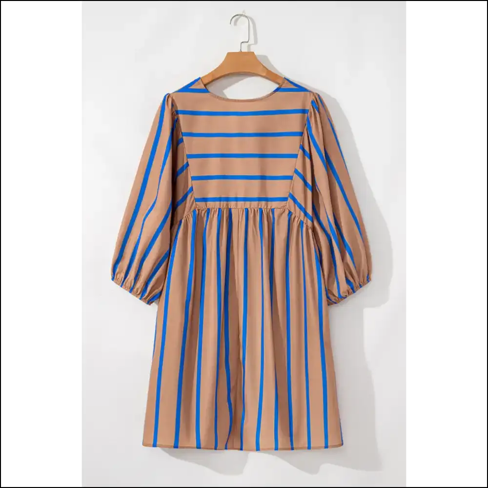 Khaki Stripe Tie Neck Dress: Slay Queen! 👑 Needful Things - Plus Size Dresses on Sale Worldwide Shipping