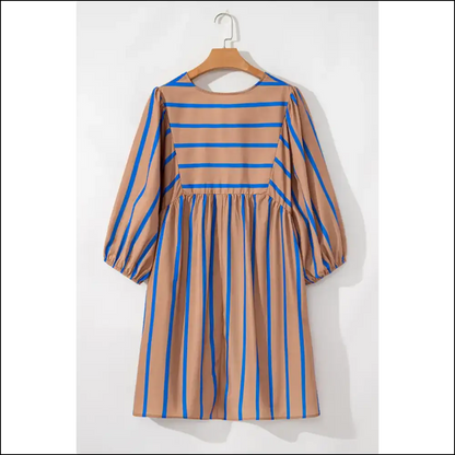 Khaki Stripe Tie Neck Dress: Slay Queen! 👑 Needful Things - Plus Size Dresses on Sale Worldwide Shipping