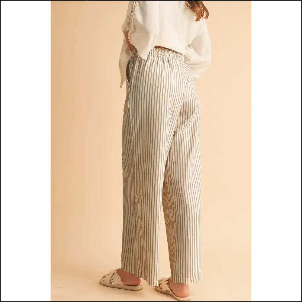 Khaki Striped Drawstring Pants: Finally Pants that Dont Hate You! 🤪 Needful Things - on Sale Worldwide Shipping