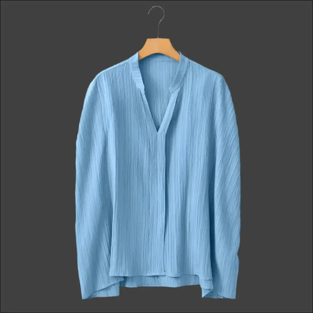 Kitchen Runway Ready: Blue v Neck Crinkle Dolman Blouse - Dusk / s - Blouses on Sale Worldwide Shipping