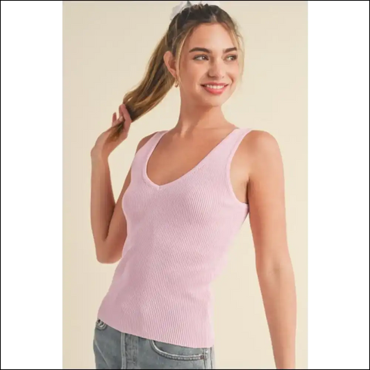 Knit Happens: my Ribbed Wide Strap Tank is Here to Steal the Show! 🌟 - Blush Pink / s - Tops on Sale Worldwide Shipping