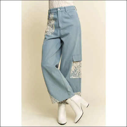 Lace Applique Wide Leg Jeans: where Chic Meets Oh-so-slightly Ridiculous! - Jeans on Sale Worldwide Shipping
