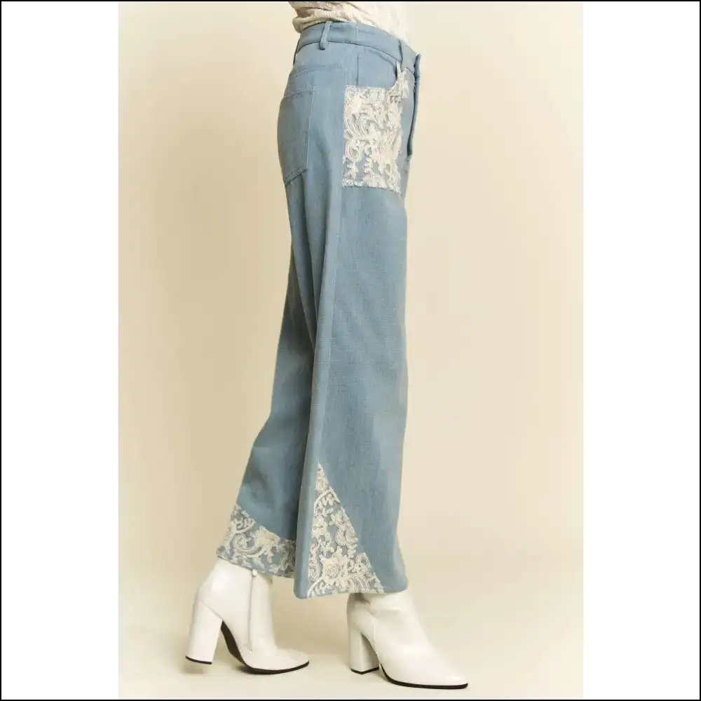 Lace Applique Wide Leg Jeans: where Chic Meets Oh-so-slightly Ridiculous! - Jeans on Sale Worldwide Shipping