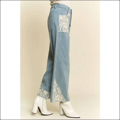 Lace Applique Wide Leg Jeans: where Chic Meets Oh-so-slightly Ridiculous! - Jeans on Sale Worldwide Shipping