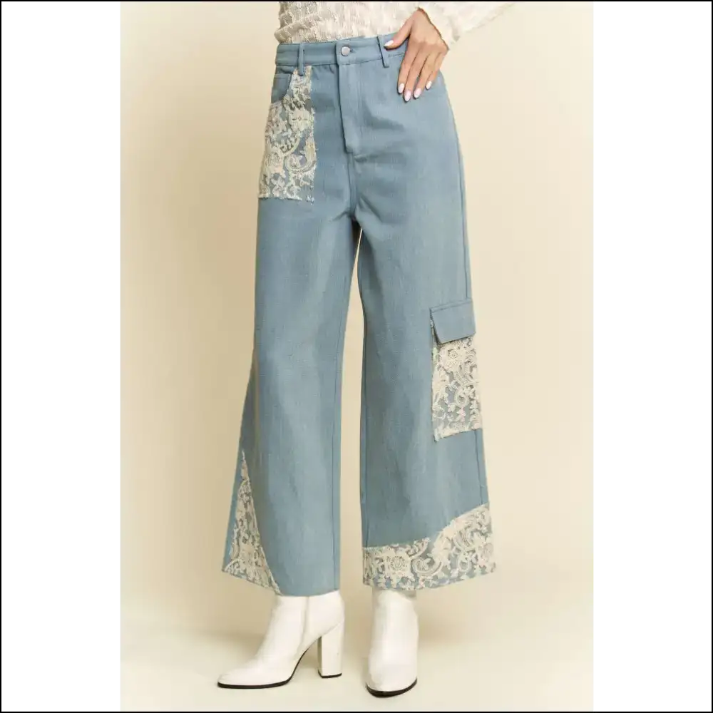 Lace Applique Wide Leg Jeans: where Chic Meets Oh-so-slightly Ridiculous! - Jeans on Sale Worldwide Shipping