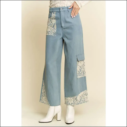 Lace Applique Wide Leg Jeans: where Chic Meets Oh-so-slightly Ridiculous! - Jeans on Sale Worldwide Shipping