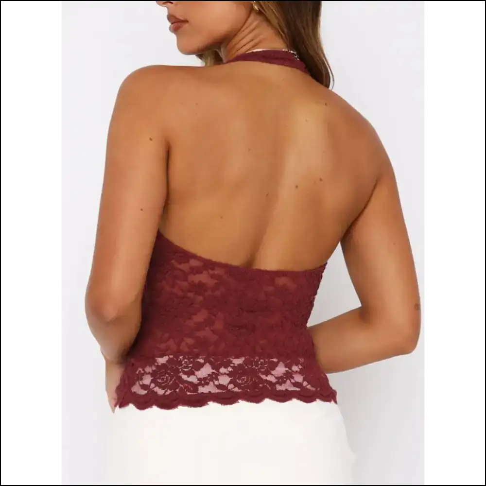 Lace Backless Halter Neck Cami - Tank Tops on Sale Worldwide Shipping